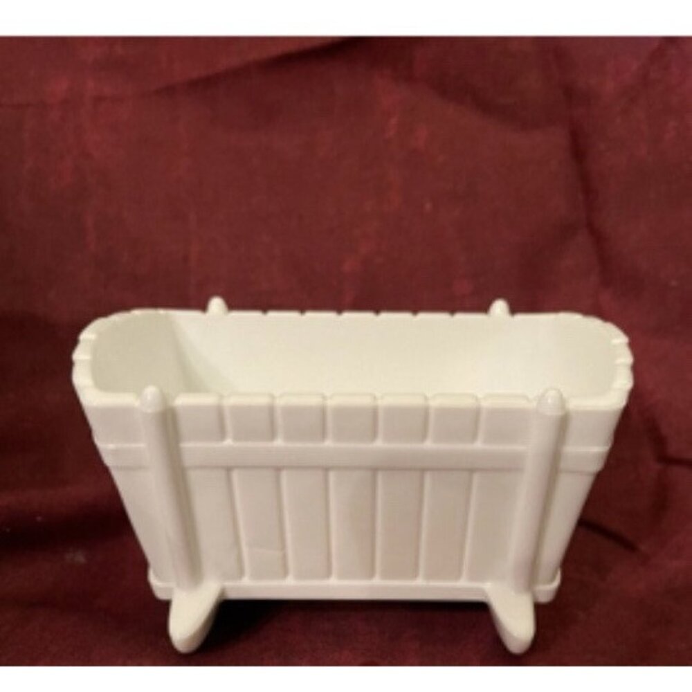 Cradle-1950's-Indiana Milk Glass Baby Cradle Crib Bassinet Planter Candy Dish
